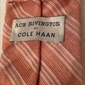 Cole Haan Coral and Cream Striped Tie